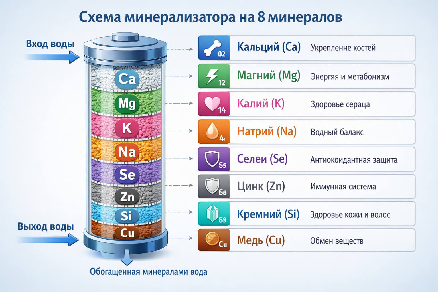Виды минералов в минерализаторах